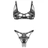 Obsessive Luise - zweiteiliges Dessous-Set mit Tulpenmuster (schwarz)