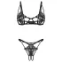 Obsessive Luise - zweiteiliges Dessous-Set mit Tulpenmuster (schwarz) - L/XL
