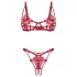Obsessive Luise - zweiteiliges Dessous-Set mit Tulpenmuster (rot) - L/XL