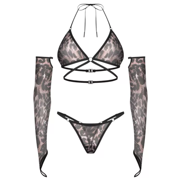 Obsessive Addia - Leopardenmuster-Netz-Set