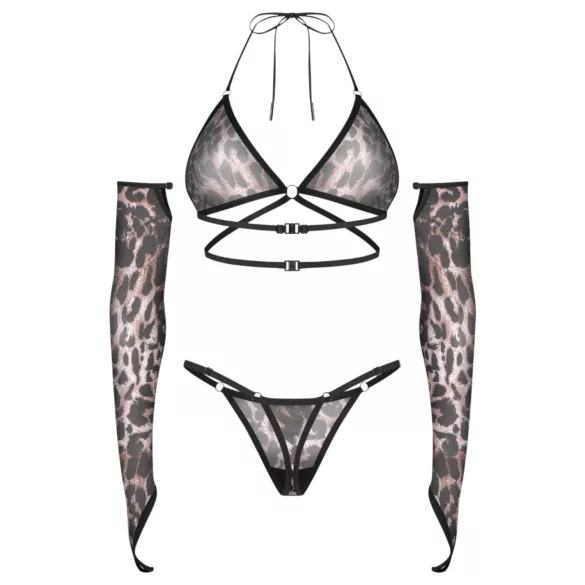 Obsessive Addia - Leopardenmuster-Netz-Set
