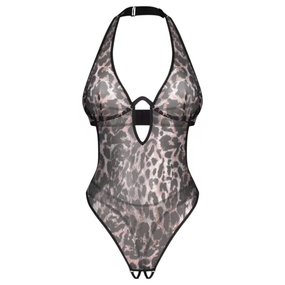 Obsessive Addia - Leopardenmuster-Body mit offenem Schritt