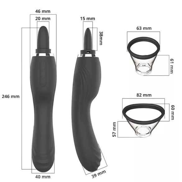 Sweet Play - 2-in-1 Vibrator mit lecken­der Zunge für die Klitoris und Saugfunktion (schwarz)
