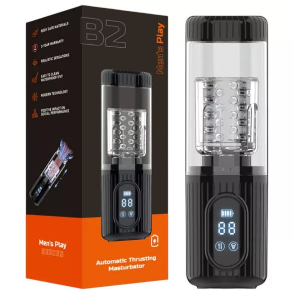 Men's Play - rotierender, saugender, vibrierender Masturbator (schwarz)