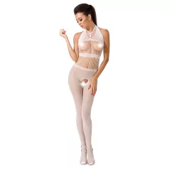   Passion BS048 - Verführerischer Netz-Overall mit Halsband (Weiß) - S-L