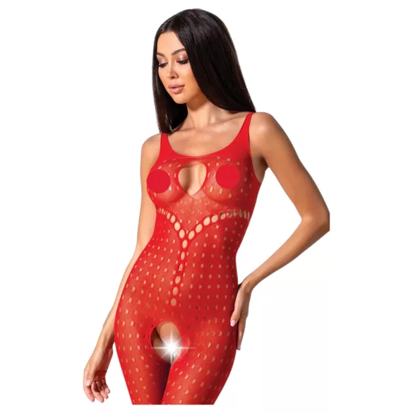 Passion BS078 - gepunkteter, offener Overall - rot (S-L)