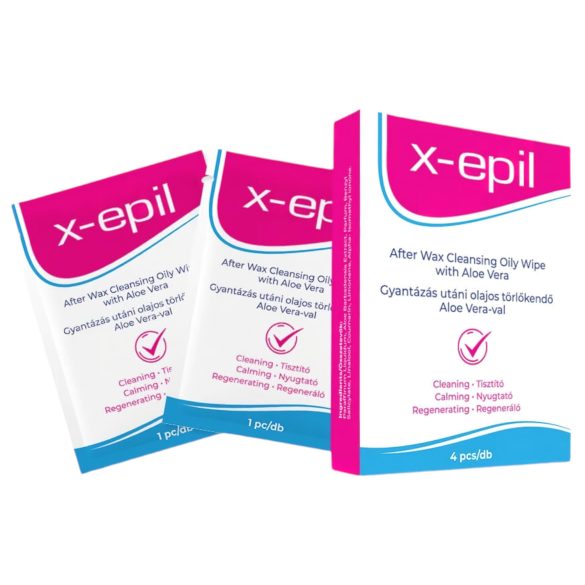 X-Epil - Ölhaltige Tücher nach dem Wachsen (4 Stk) - Aloe Vera