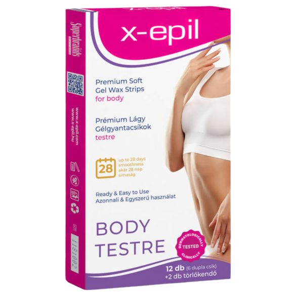 X-Epil - gebrauchsfertige Gel-Wachsstreifen (12 Stück) - für den Körper