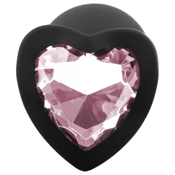 Sunfo - Silikon Analplug Herzschmuck (Schwarz-Pink)