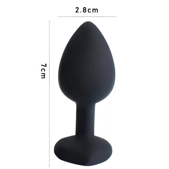 Sunfo - Silikon Analplug mit herzförmigem Stein (schwarz-lila)