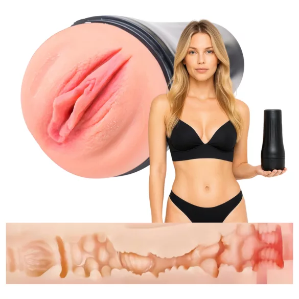 Desirel True Touch - realistische vibrierende Liebesvagina (natur-schwarz)