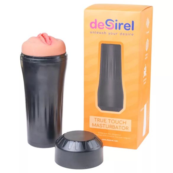 Desirel True Touch - realistische vibrierende Liebesvagina (natur-schwarz)