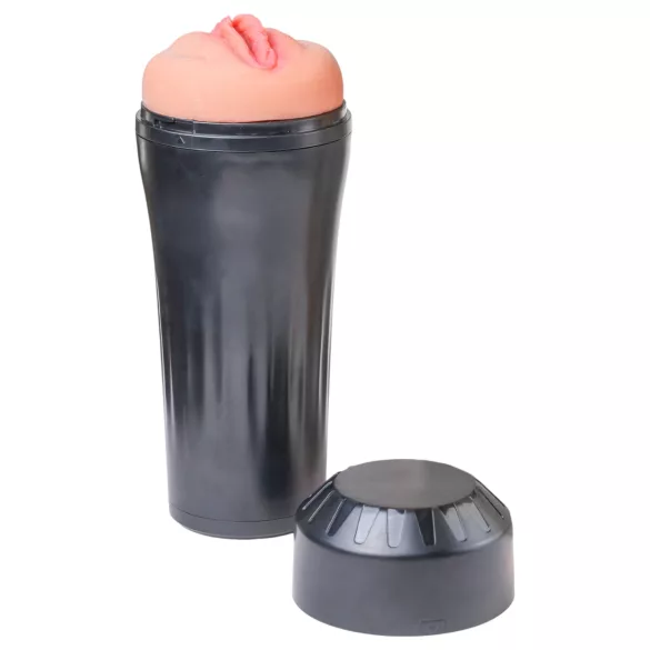 Desirel True Touch - realistische vibrierende Liebesvagina (natur-schwarz)