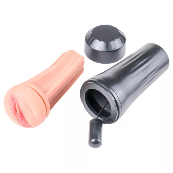 Desirel True Touch - realistische vibrierende Liebesvagina (natur-schwarz)