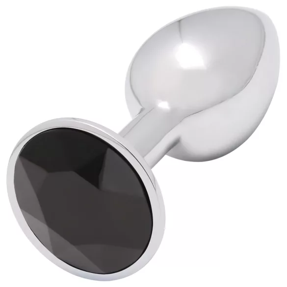 Sunfo - Metall Analplug mit schwarzem Stein (Silber)