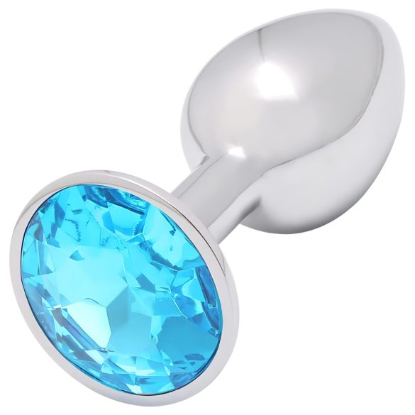 Sunfo - Metall Analplug mit hellblauem Stein (Silber)