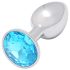 Sunfo - Metall Analplug mit hellblauem Stein (Silber)