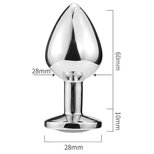 Sunfo - Metall-Analplug mit herzförmigem goldenem Stein (silber)