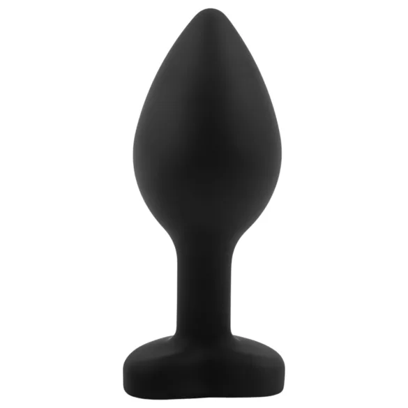 Sunfo - Silikon Analplug mit herzförmigem schwarzem Stein (schwarz)