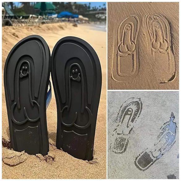 Flip-Flops mit Penis-Muster - Schwarz - 40/41