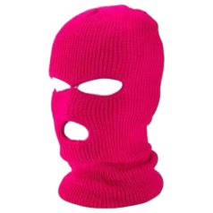   Balaclava - gestrickte Sturmhaube mit 3 Öffnungen (dunkelpink)