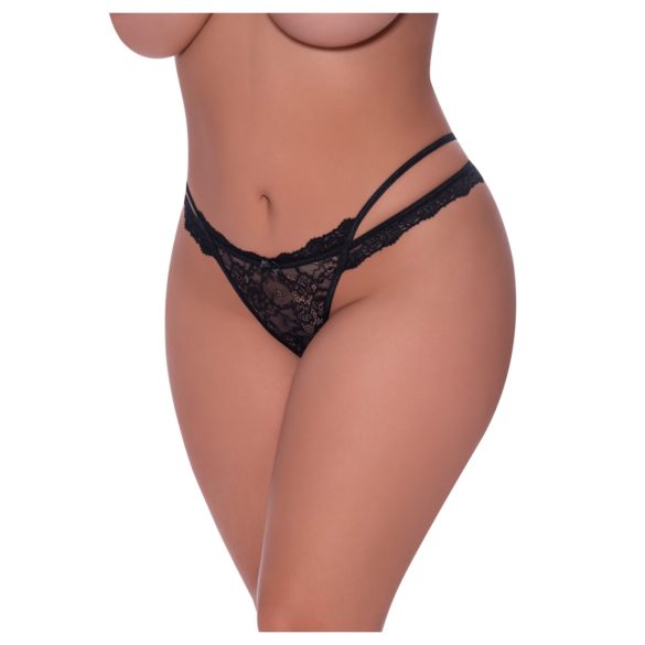 Magic Silk - Doppelträger Spitze-Tanga (Schwarz)