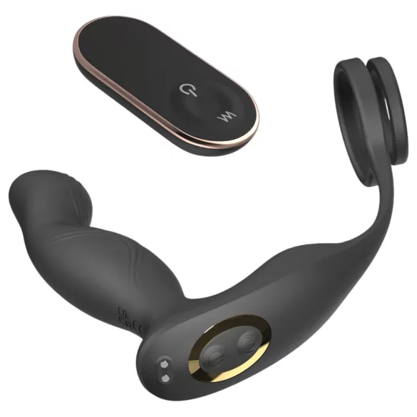 Sex HD Virgil - Prostata-Vibrator mit Penis- und Hodenring (schwarz)