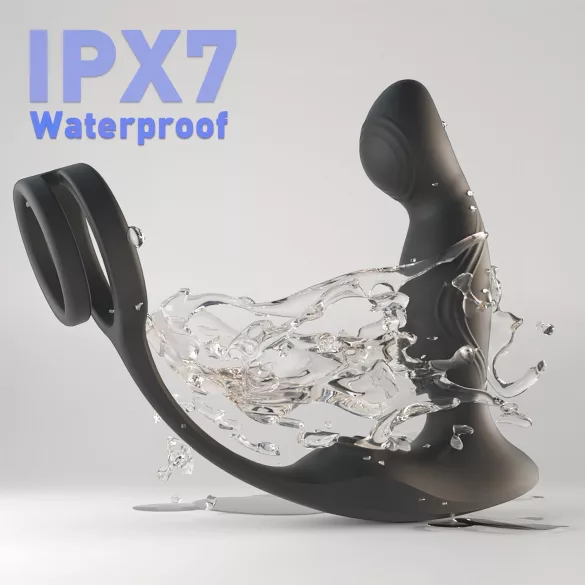 Sex HD Virgil - Prostata-Vibrator mit Penis- und Hodenring (schwarz)