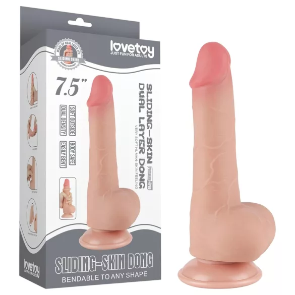Lovetoy Sliding-Skin - Hoden Doppel-Layer Dildo - 20cm (Natur)