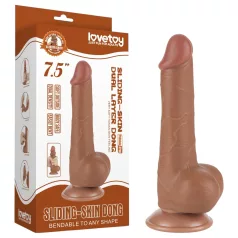   Lovetoy Sliding-Skin - Doppelschicht-Dildo mit Hoden - 19,5cm (natur)