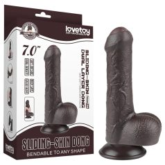   Lovetoy Sliding-Skin - hodensackähnlicher Dildo, zweischichtig - 18,3 cm (braun)