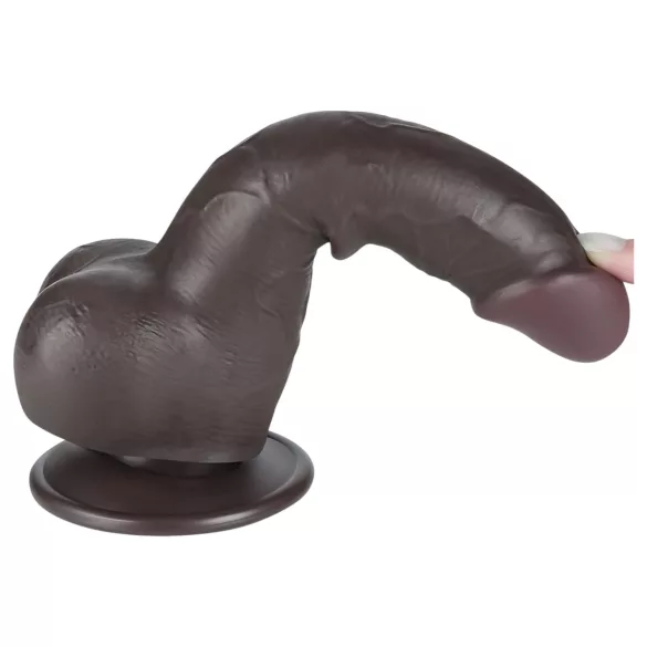 Lovetoy Sliding-Skin - zweischichtiger Hoden-Dildo - 19,5cm (braun)