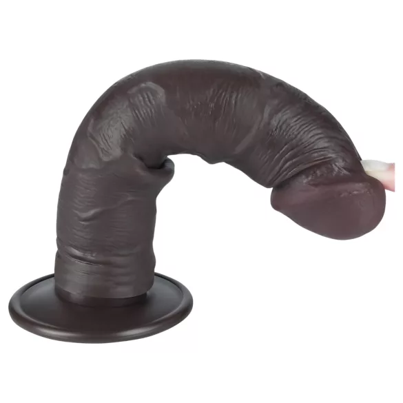 Lovetoy Sliding-Skin - Saugnapf Doppelschicht-Dildo - 20cm (braun)