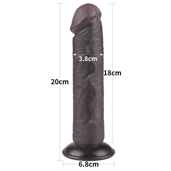 Lovetoy Sliding-Skin - Saugnapf Doppelschicht-Dildo - 20cm (braun)
