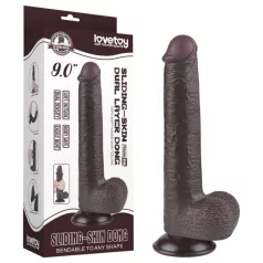   Sliding-Skin - Dildo mit Saugnapf und Doppelstruktur - 20,8 cm (braun)