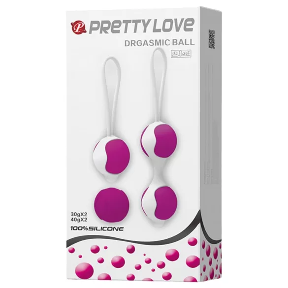 Pretty Love Orgasmic - Variabler Ben-Wa-Kugel-Set (Weiß-Lila)