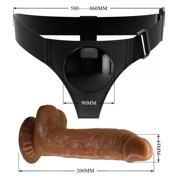 Pretty Love Harness - universeller Strap-on - 17 cm (schwarz)