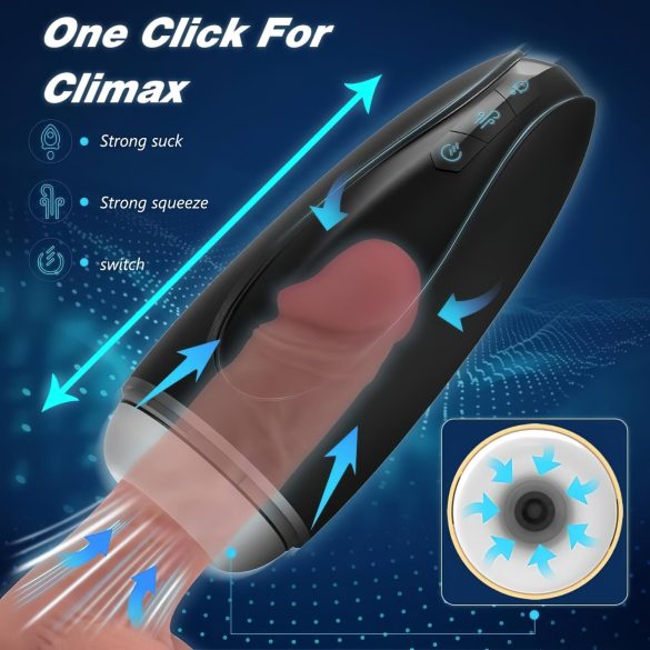 Sex HD Hawk - Akku Masturbator, Vibrierend-Saugend (Schwarz-Weiß)