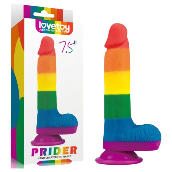 Lovetoy Prider - realistisch mit Hoden Dildo - 20cm (Regenbogen)