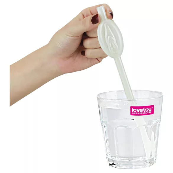 Lovetoy - Leuchtender Strohhalm mit Vagina (weiß)