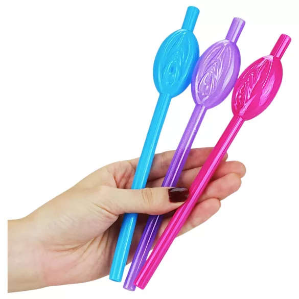 Lovetoy - Intim-Trinkhalme (pink-blau-lila)
