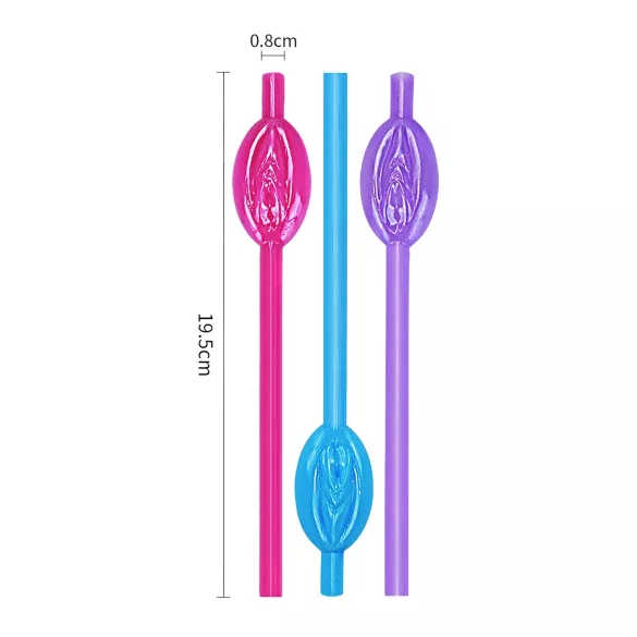 Lovetoy - Intim-Trinkhalme (pink-blau-lila)