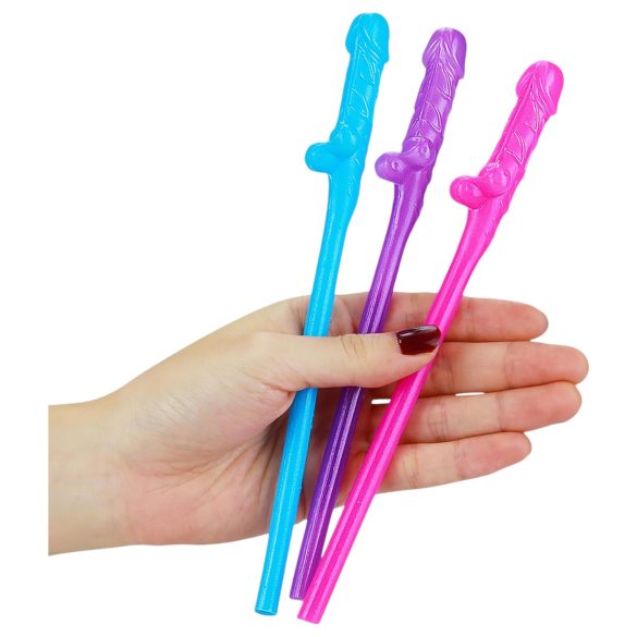 Lovetoy - Realistischer Penis-Trinkhalm (Pink-Blau-Lila)