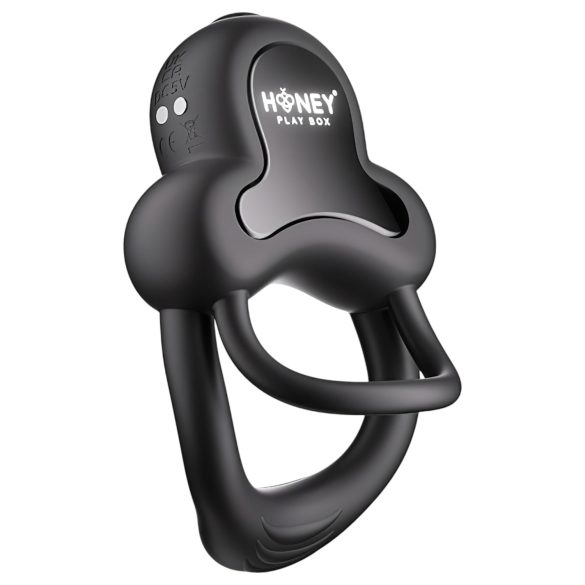 Honey Play Box Anello - Intelligenter Vibrations-Penis- und Hodenring (Schwarz)