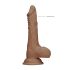 RealRock Dong 7 - Lebensechter Dunkel-Natur Dildo mit Hoden (17cm)