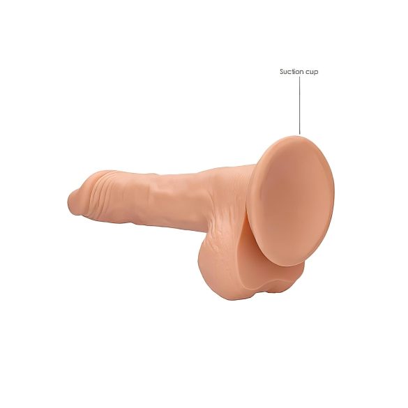 RealRock Dong 8 - naturgetreuer, realitätsnaher Dildo mit Hoden (20 cm) - hautfarben