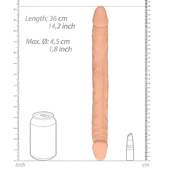 RealRock Double Dong 14 - Doppel-Dildo (36cm) - hautfarben