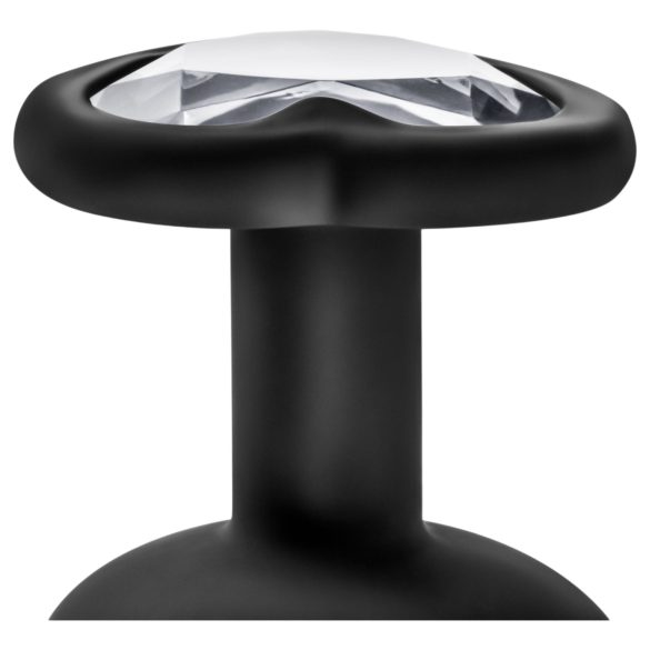 Temptasia M - Herzen-Analplug mit Silberstein (schwarz) - mittelgroß