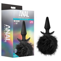 Anal Adventures Platin - Analplug mit Hasenschwanz (schwarz)