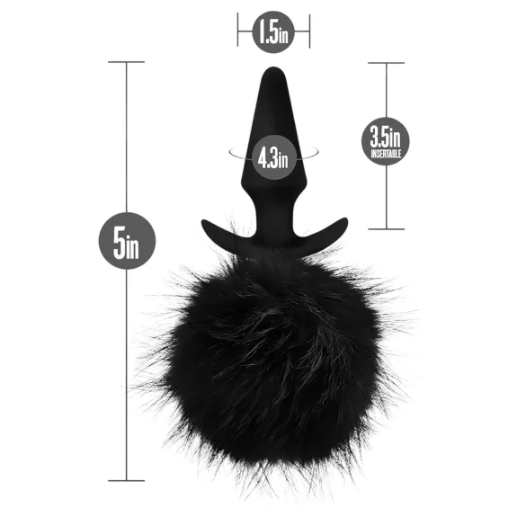Anal Adventures Platin - Analplug mit Hasenschwanz (schwarz)